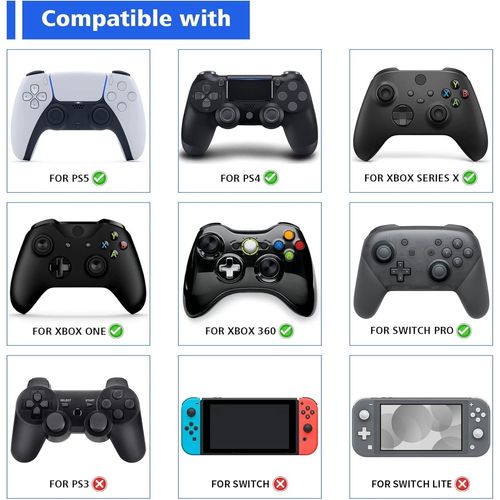 Capuchon Manette pour ps5/pour ps4,Caps Joystick pour Xbox Series/One X S,Cover Stick Analogique pour Nintendo Switch Pro Controller-Bleu,Pentagramme&Roues Rotatives