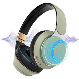 LKLJIJ-Casque Gaming sans Fil Bluetooth Circum-auriculaire, Casque de Jeu PC Léger, Casque Gaming Multi-système, Connection Multi-Points, Pliable, PC, PS5, PS4, Switch, Mobile (Vert Clair)