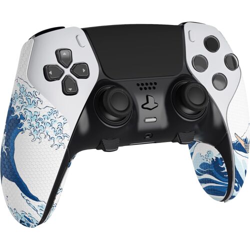 KAL-Protection Pour Ps5 Edge Grip Manette Sticker,Autocollant Skin Pour Ps5 Edge Controller Accessoires,Antidérapante Souple Pu-Grande Vague Kanagawa