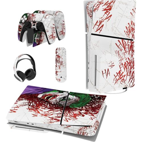 Autocollant Protection pour ps5 Slim Standard Console, Sticker Skin pour ps5 Manette & Télécommande & Casque & Station de Charge,Disc Edition-Clown Hahaha