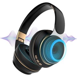 LKLJIJ-Casque Gaming sans Fil Bluetooth Circum-auriculaire, Casque de Jeu PC Léger, Casque Gaming Multi-système, Connection Multi-Points, Pliable, PC, PS5, PS4, Switch, Mobile (Noir)