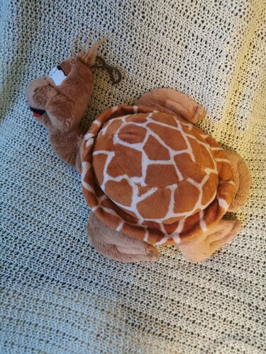 Peluche Doudou Tortue Marron Beige Yeux Mi Clos Fatiguée Deef