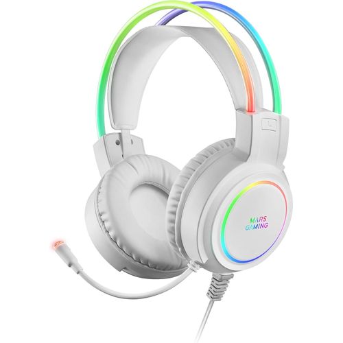 Lkljij-Mhrgb, Casque Gaming, Éclairage 360º, Son Ultra-Bass 3d, Microphone Réduction De Bruit, Ultra-Léger, Windows/Ps4/Ps5/Xbox One/Xbox Series X|S/Mac/Switch/Switch 2/Smartphone/Tablette, Blanc