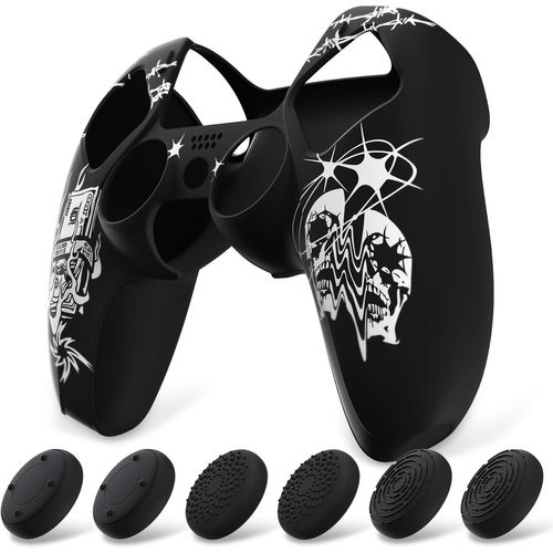 ERSAN-Coque Protection pour ps5 Manette,Housse Silicone avec 6 Capuchon Joystick pour ps5 Grip Cover Skin Compatible avec Station de Charge-Source du Péché,Pure Series