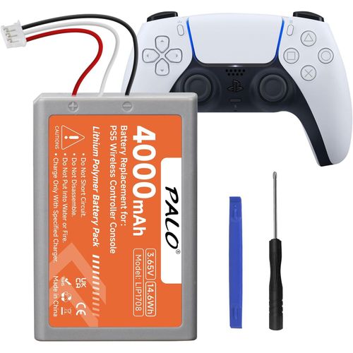 4000mAh PS5 Batterie de Manette - Batterie au Lithium Rechargeable Haute capacité pour LIP1708, PS5 Dual Sense, CFI-ZCT1W, CFI-ZCT1J¿3,65 V/14,6 Wh¿ (1Pcs)