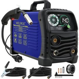 VELPAX Poste a Souder MIG-140,Poste A Souder MIG MMA TIG 140Amp MIGStick MIG Sans gaz Flux Core MIG,Soudage par points, IGBT Invert