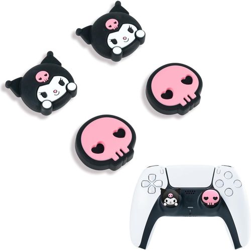 Lot de 4 jolis capuchons de pouce pour PlayStation 5, capuchons de joystick en silicone souple, compatibles avec manette PS5/PS4/Switch Pro