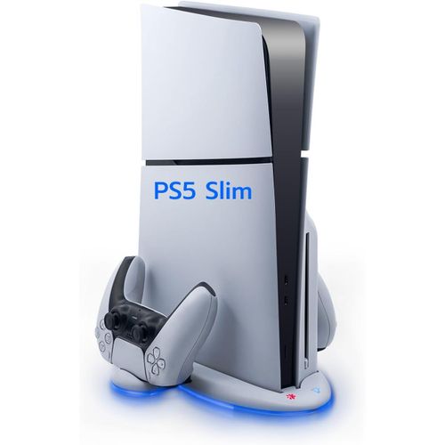 Lkljij-Ps5 Slim Ventilateur Station De Refroidissement, Support De Charge Vertical Avec Chargeur Double Manette Avec Vitesse De Ventilation Réglable Sur 3 Niveaux, Lumières Rgb(Pas Pour Ps5/Ps5 Pro)