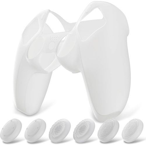 Coque Protection Pour Ps5 Manette,Housse Silicone Avec 6 Capuchon Joystick Pour Ps5 Grip Cover Skin Compatible Avec Station De Charge-Vert Lumineuse Nuit,Pure Series