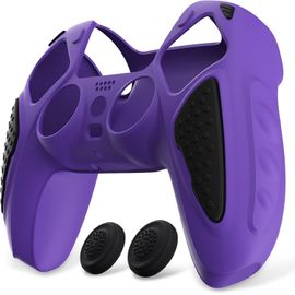 Coque Manette Pour Ps5 Protection Accessoire Pour Ps5 Controller Cover Housse Silicone Avec Capuchon Joystick,Édition Chevalier-Violet&noir