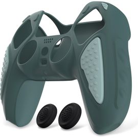 Coque Manette Pour Ps5 Protection Accessoire Pour Ps5 Controller Cover Housse Silicone Avec Capuchon Joystick,Édition Chevalier-Gris Templeton&gris Jade