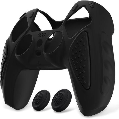 Coque Manette Pour Ps5 Protection Accessoire Pour Ps5 Controller Cover Housse Silicone Avec Capuchon Joystick,Édition Chevalier-Noir