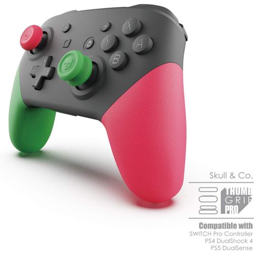 Ensemble de Poignées de Pouce, Capuchon de Joystick, Capuchon de Stick Analogique pour Nintendo Switch Manette Pro & PS5 / PS4 / Manette Pro - Rose néon et Vert néon, 3 Paires (6 Pièces)