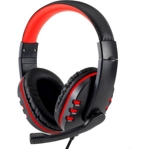 Eryi-Gaming Casque, Casque Avec Câble Pour Ps4, Ps5, Pc, Xbox, Casque Gamer Avec Microphone, Casque Filaire Avec Microphone, 18 Cm X 18,5 Cm X 7 Cm, Noir-Rouge