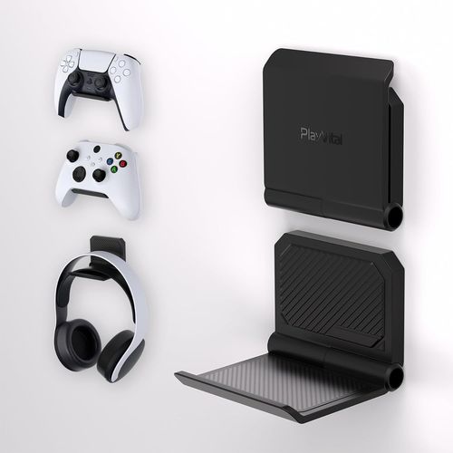 Kalanka-Support Pour Ps5 Manette/Console/Casque Mural,Porte Pour Ps4 Controller Stand Holder Pour Nintendo Switch Pro Pour Xbox Wireless Headset,Fold Socle Base 2 Pcs-Noir