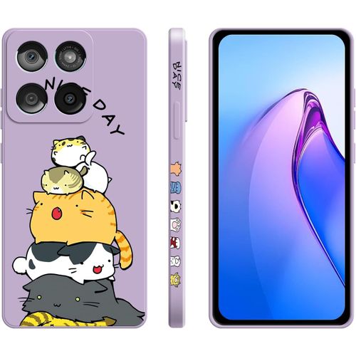 KAL-Coque Pour Motorola Edge 60 Fusion Avec Motif Mignon, Étui Silicone Souple Antichoc - Kitten, Purple