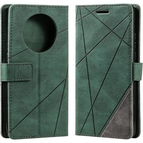 KAL-Coque Pour Huawei Mate 40 Pro, Rabat Portefeuille De Protection Cuir Pu Etui, Slim Silicone Tpu Bumper Magnétique Housse, Flip Porte Cartes Avec Fonction Support Cover Antichoc Case (Vert)