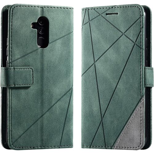 KAL-Coque Pour Huawei Mate 20 Lite, Rabat Portefeuille De Protection Cuir Pu Etui, Slim Silicone Tpu Bumper Magnétique Housse, Flip Porte Cartes Avec Fonction Support Cover Antichoc Case (Vert)