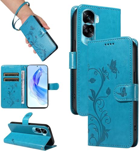 KAL-Coque Pour Honor 90 Lite, Housse Etui Portefeuille Cuir Pu Multifonction, Magnétique Étui De Protection Compatible Avec Honor 90 Lite, Bleu