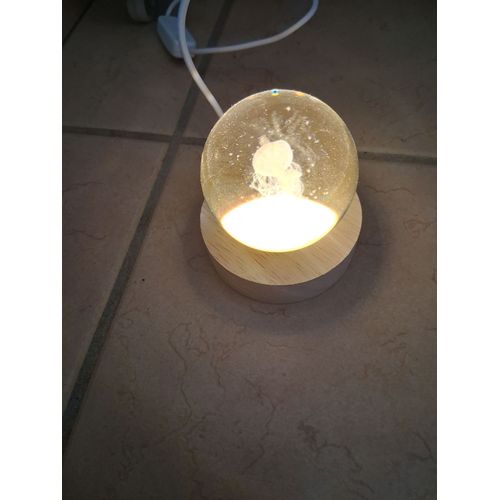 boule lumineuse en verre décor méduse