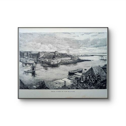 Imprimée En 1890, Brest, Port Militaire, Finistère. Original Vintage Authentique