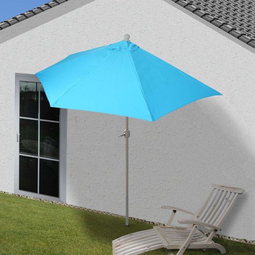 Parasol Parla En Alu, Hémicycle, Parasol De Balcon Uv 50+   300cm Turquoise Sans Pied