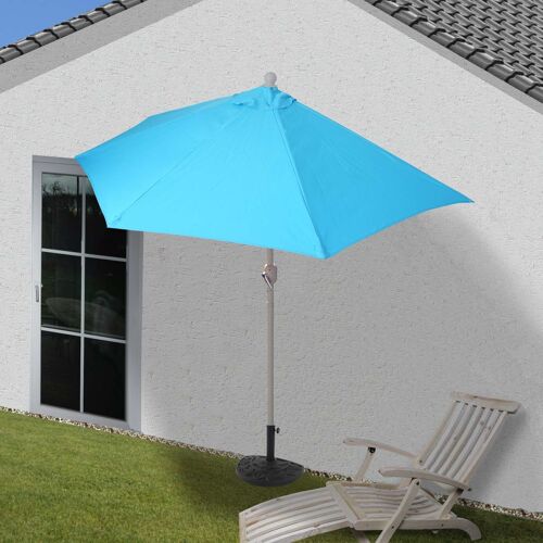 Parasol Parla En Alu, Hémicycle, Parasol De Balcon Uv 50+   300cm Turquoise Avec Pied
