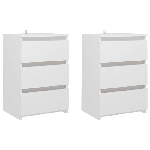 Vidaxl Tables De Chevet 2 Pcs Blanc 40x35x62,5 Cm Aggloméré