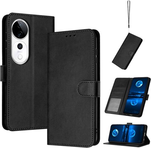 KAL-Coque En Cuir Compatible Avec Vivo V40 5G,Compatible Avec Vivo T3 Ultra V2426 / V40 Pro 5G V2347 Étui Pour Téléphone À Clapet Coque Black