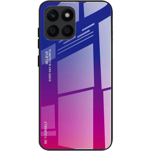 KAL-Coque Pour Honor X6B, Etui Dégradé De Couleur Verre Trempé Back Coque + Souple Silicone Tpu Case Cover Protection Antichoc Housse (Bleu/Rouge)