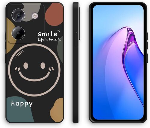 KAL-Coque Pour Xiaomi Poco M7 Pro 5G Avec Motif Mignon, Étui Silicone Souple Antichoc - Smile, Black