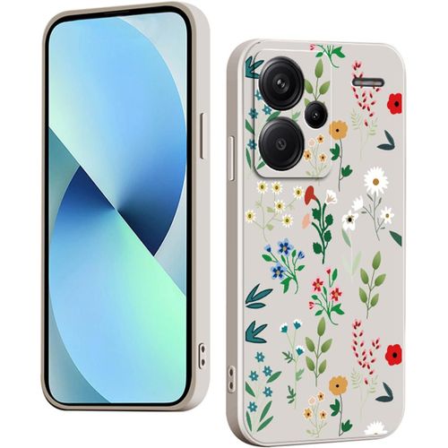 KAL-Coque Pour Xiaomi Redmi Note 13 Pro Plus 5G (13 Pro+ 5G) Silicone Antichoc Antidérapant, Étui Protection À Motifs Mignon Durable Souple Mince Intégrale Protection Housse (Floral,White)
