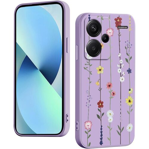 KAL-Coque Pour Xiaomi Redmi Note 13 Pro Plus 5G (13 Pro+ 5G) Silicone Antichoc Antidérapant, Étui Protection À Motifs Mignon Durable Souple Mince Intégrale Protection Housse (Flower,Purple)