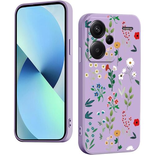 KAL-Coque Pour Xiaomi Redmi Note 13 Pro Plus 5G (13 Pro+ 5G) Silicone Antichoc Antidérapant, Étui Protection À Motifs Mignon Durable Souple Mince Intégrale Protection Housse (Floral,Purple)