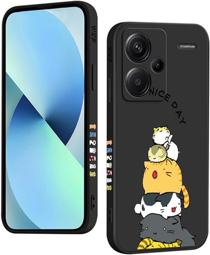 KAL-Coque Pour Xiaomi Redmi Note 13 Pro Plus 5G (13 Pro+ 5G) Silicone Antichoc Antidérapant, Étui Protection À Motifs Mignon Durable Souple Mince Intégrale Protection Housse (Cat,Black)