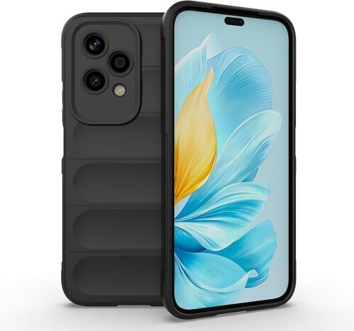 KAL-® Coque Silicone Liquide Pour Honor 200 Lite 5G (Noir) Avec Protection Anti-Germes Et Doublure Douce En Microfibre, Housse Full Body Protection Étui Antichoc
