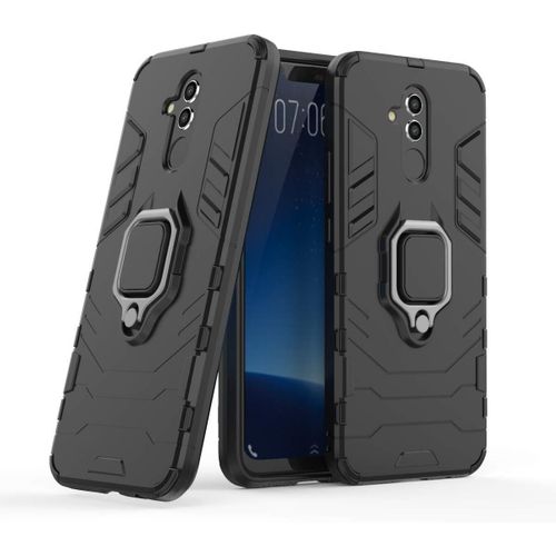 KAL-Coque Pour Huawei Mate 20 Lite, Double Couche Renforcée Défense Antichoc Armure Housse Etui Avec 360 Rotation Bague Support Pour Huawei Mate 20 Lite. Hb Black