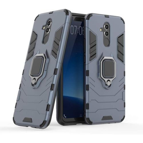 KAL-Coque Pour Huawei Mate 20 Lite, Double Couche Renforcée Défense Antichoc Armure Housse Etui Avec 360 Rotation Bague Support Pour Huawei Mate 20 Lite. Hb Blue