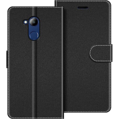 KAL-Coque En Cuir Pour Honor 6C Pro, Étui Housse Pochette Fonction Stand Pour Honor 6C Pro, Noir