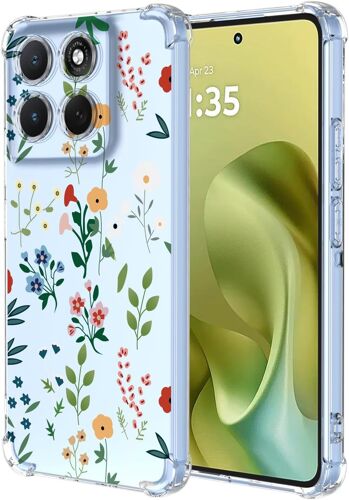 KAL-Coque Pour Motorola Moto G86 Filles Femme Floral Fleurs Motif Mode Dessin, Housse Étui Transparent Antichoc Ultra-Mince Tpu Bumper Case - Flower Art