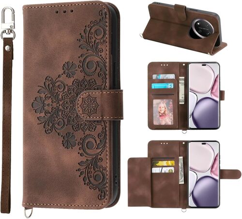 KAL-Coque Pour Honor Magic 7 Lite 5G Couverture De Étui De Protection Avec 5 Emplacements De Carte Portefeuille Mobile En Cuir Pu De Style Vintage, Brun