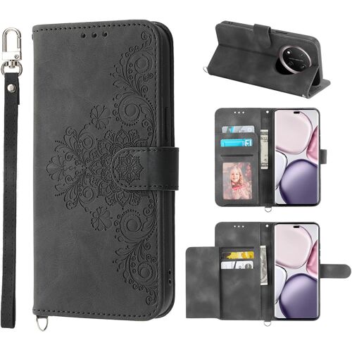 KAL-Coque Pour Honor Magic 7 Lite 5G Couverture De Étui De Protection Avec 5 Emplacements De Carte Portefeuille Mobile En Cuir Pu De Style Vintage, Noir