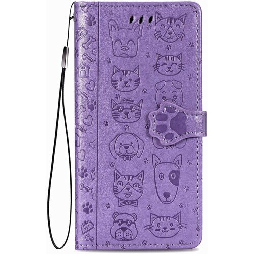 KAL-Coque Pour Honor Magic6 Lite 5G, Antichoc Portefeuille Étui Housse En Cuir À Rabat Avec Porte Carte, Chiusura Magnetica [Motif De Chat Chien] Flip Case Pour Honor Magic 6 Lite 5G, Violet