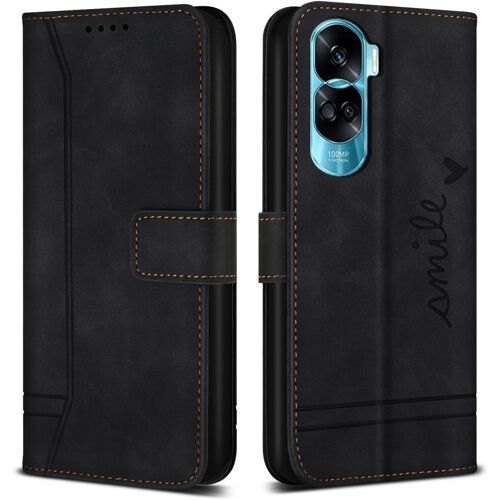 KAL-Coque Pour Huawei Honor 90 Lite, Etui Cuir Avec Magnetique, Flip Pochette Housse Pour Huawei Honor 90 Lite Protection, Noir