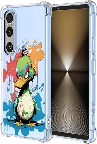 KAL-Coque Pour Sony Xperia 1 Vii Transparent - Série Colorée De Graffitis D'Art Cool, Motif Mignon, Étui Tpu Antichoc Ultra-Mince - Duck