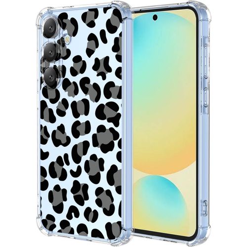 KAL-Coque Pour Motorola Edge 60 Filles Femme Floral Fleurs Motif Mode Dessin, Housse Étui Transparent Antichoc Ultra-Mince Tpu Bumper Case - Leopard