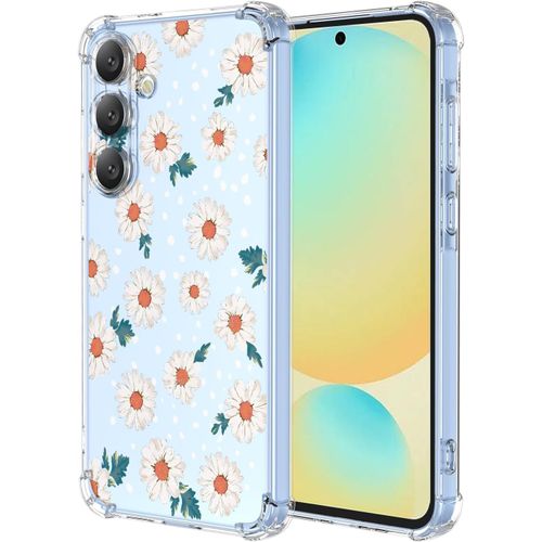 KAL-Coque Pour Motorola Edge 60 Filles Femme Floral Fleurs Motif Mode Dessin, Housse Étui Transparent Antichoc Ultra-Mince Tpu Bumper Case - Daisy