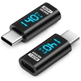 TRAHOO-Adaptateur d'extension d'affichage LED USB C, rallonge de câble 140 W Type-C 8K @ 60 Hz PD3.1, USB-C mâle vers Femelle Thunderbolt QC et Transfert de données 40 Gbit/s (Lot de 2)