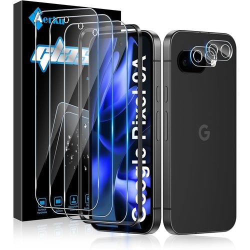 CAUC-3 Pièces Verre Trempé pour Google Pixel 9A avec 2 Pièces Caméra Arrière Protection Accessoire, Ultra Résistant Film Protection écran, Sans Bulles, Dureté 9H Glass