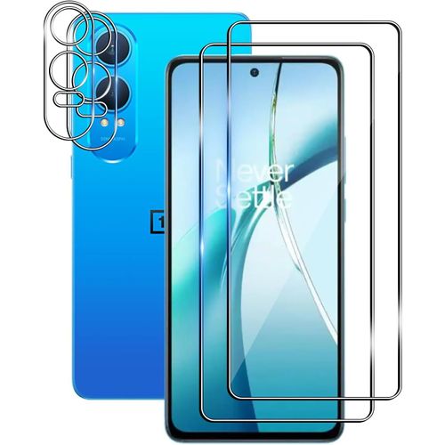 Oneplus Nord Ce4 Lite 5g - Pack 2 Verres Trempés 9h + 2 Protections Objectif Caméra, 0,33 Mm Ultra-Fin, Anti-Traces, Anti-Rayures, Installation Facile